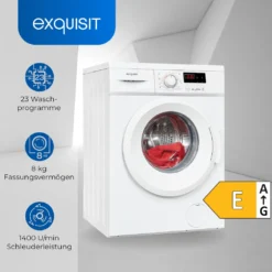 Exquisit Waschmaschine WA8014-030E Weiss | 8 Kg Fassungsvermögen | 1400 U/min -Hoovery Geschaft 1504bc7b723a2679485d60656574ff87
