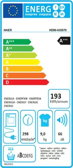 Trockner Wärmepumpentrockner Haier HD90-A3S979 9kg -Hoovery Geschaft 1ec233622f1ad79146cb3d72644b6bfc