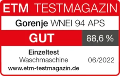 Gorenje WNEI 94 APS Waschmaschine Mit Dampffunktion - 9 Kg Fassungsvermögen - 1400 U/min - 16 Programme - Inverter Motor - Edelstahltrommel - AquaStop - Kindersicherung - Steril Tub - Weiß -Hoovery Geschaft 2599d108787eb7e4ea7c37d9450e26e6