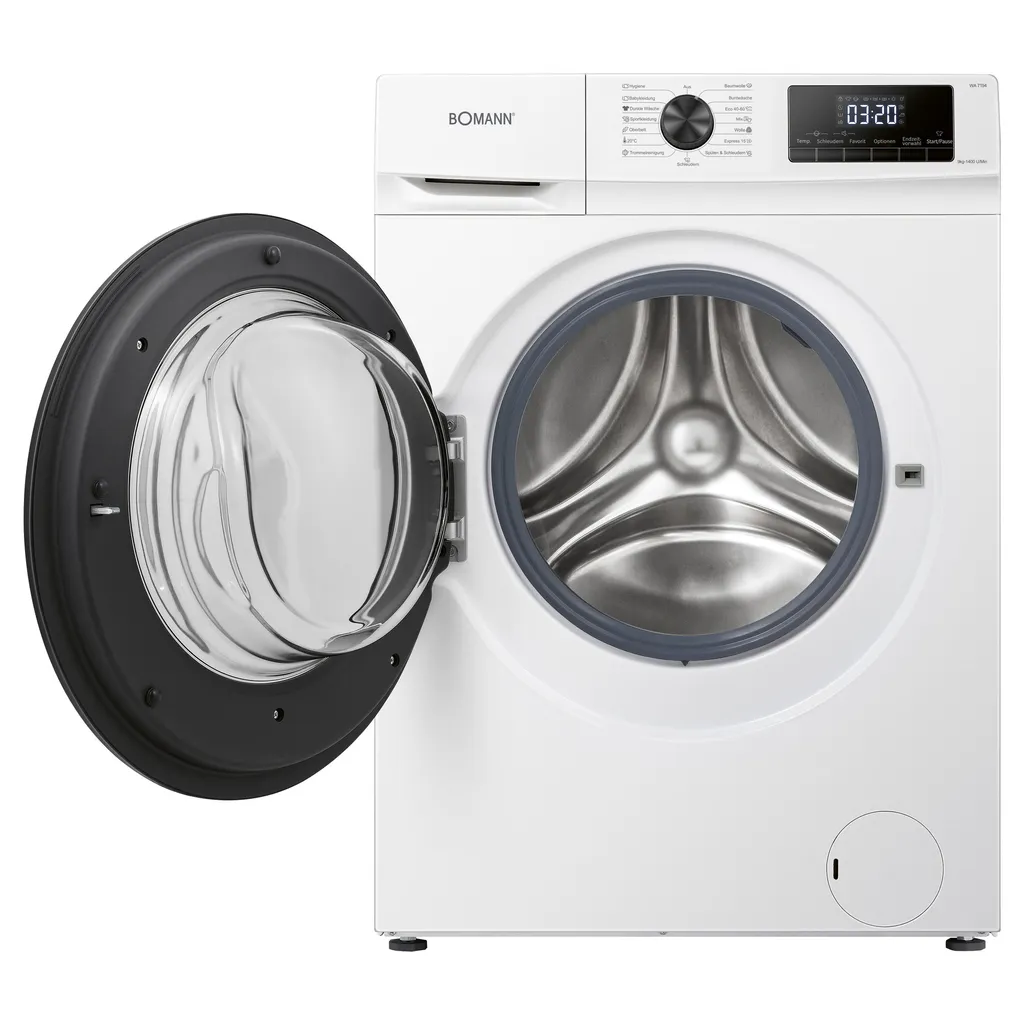 Bomann WA 7194 Waschmaschine, 9kg, Invertermotor, 15 Programme, 1.400 U/min.(max), LED-Display, Kindersicherung, Dampffunktion, Weiß 8 Bomann WA 7194 Waschmaschine, 9kg, Invertermotor, 15 Programme, 1.400 U/min.(max), LED-Display, Kindersicherung, Dampffunktion, Weiß – Bild 6