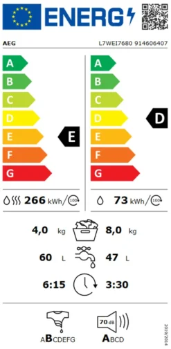 AEG - L7WEI7680 - Einbau-Waschtrockner - 8/4 Kg