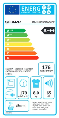 Sharp - KD-NHH8S8GW3-DE - Wärmepumpenrockner - 8 Kg - -Hoovery Geschaft 384637d0d4aa9826085fd73c82415335