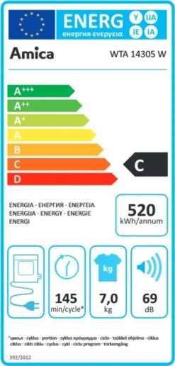 Amica WTA 14305 W, Ablufttrockner, 7 Kg, Weiß -Hoovery Geschaft 4ec08aaadb513221cfd6a292d35e84ec