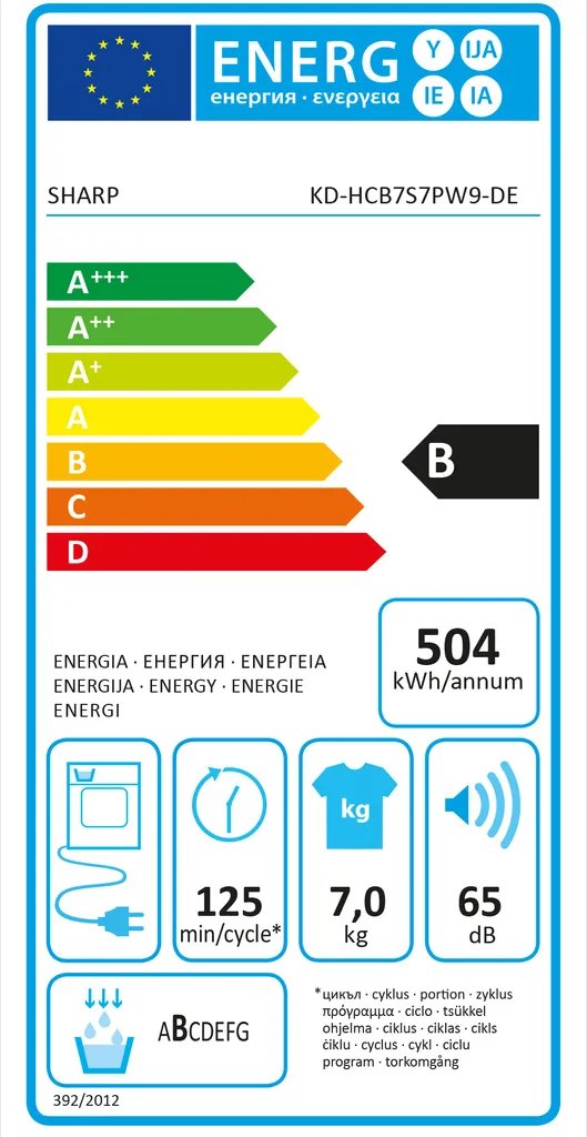 Sharp KD-HCB7S7PW9-DE Kondenstrockner 7kg LED-Display LED-Trommelbeleuchtung 9 Sharp KD-HCB7S7PW9-DE Kondenstrockner 7kg LED-Display LED-Trommelbeleuchtung – Bild 7
