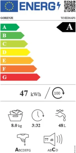 Gorenje WNEI 86 APS Waschmaschine Mit Dampffunktion - 8 Kg - 1600 U/min - 16 Programme - Inverter Motor - Edelstahltrommel - AquaStop - Kindersicherung - Trommelreinigung - Weiß -Hoovery Geschaft 680986a81ee3ebe1baf77245a5f1b689