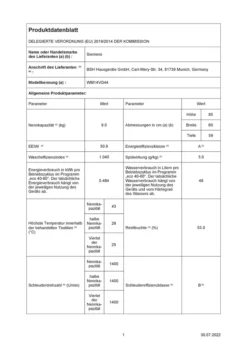 Siemens IQ800, Waschmaschine, Frontlader, 9 Kg, 1400 U/min. WM14VG44 -Hoovery Geschaft 74016b2fc84af2aa6e7b529813e7d6d6