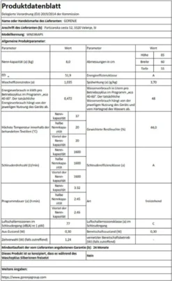 Gorenje WNEI 86 APS Waschmaschine Mit Dampffunktion - 8 Kg - 1600 U/min - 16 Programme - Inverter Motor - Edelstahltrommel - AquaStop - Kindersicherung - Trommelreinigung - Weiß -Hoovery Geschaft 7f2c131fab3db197f56088f050faf559
