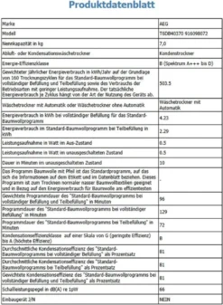 AEG - T6DB40370 - Kondenstrockner - 7 Kg -Hoovery Geschaft 838498feb9cbe54448c202a0e5d76b92