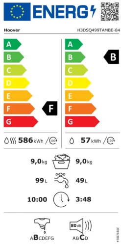 HOOVER H3DSQ499TAMBE-84 WASCHTROCKNER Trockner H-WASH&DRY 300 PLUS NFC-Technologie 9kg Waschen / Trocknen -Hoovery Geschaft 8829281cd82bca0faf53c5362b4eb2b8