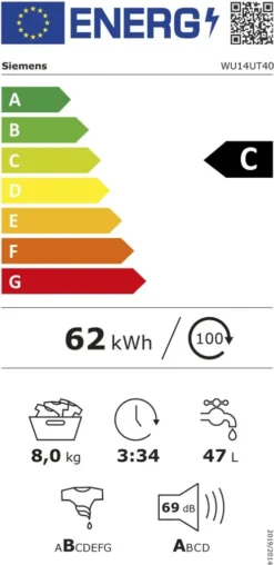 Siemens WU14UT40 IQ500 Unterbaufähige Waschmaschine / 8kg / C / 1400 U/min / VarioSpeed Funktion / Nachlegefunktion / AquaStop