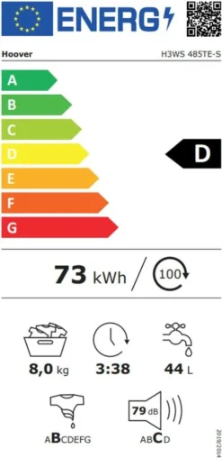 Hoover H-WASH 300 H3WS 485TE-S Waschmaschine / 8 Kg / 1400 U/Min / Smarte Bedienung Mit Wi-Fi Und Bluetooth / Spezielle Extra Care-Programme Zur Wäschepflege / Active Steam Dampffunktion -Hoovery Geschaft 943d371f463703554587618f8ec47892