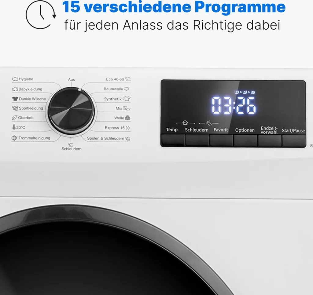 Bomann® Waschmaschine 8kg Mit Max. 1400 U/min - Effizienter, Leiser Und Langlebiger Invertermotor, 15 Waschprogrammen, Und Endzweitvorwahl, Washing Machine Mit Dampffunktion - WA 7185 7 Bomann® Waschmaschine 8kg Mit Max. 1400 U/min - Effizienter, Leiser Und Langlebiger Invertermotor, 15 Waschprogrammen, Und Endzweitvorwahl, Washing Machine Mit Dampffunktion - WA 7185 – Bild 5