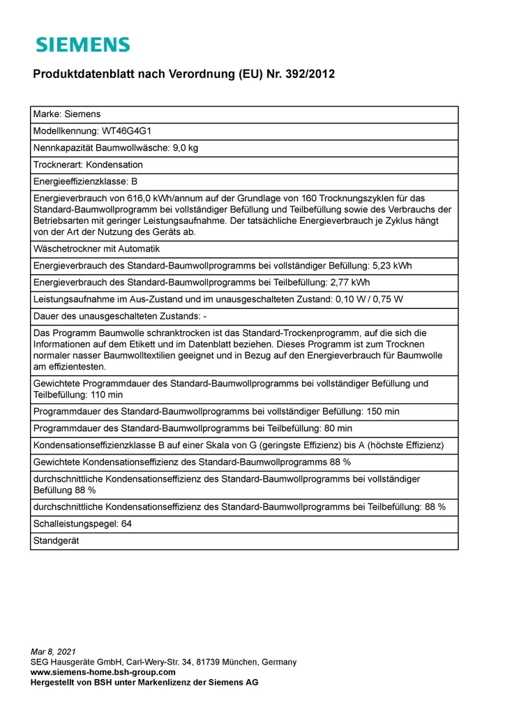 Siemens WT 46 G4 G1 Kondenstrockner9kg B AutoDry LED-Displ.EasyCleanF 11 Siemens WT 46 G4 G1 Kondenstrockner9kg B AutoDry LED-Displ.EasyCleanF – Bild 9