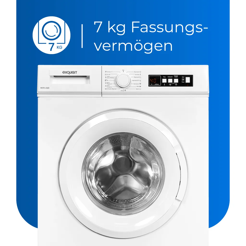 Exquisit Waschmaschine WA7014-060D Weiss | 7 Kg Fassungsvermögen | Weiß 5 Exquisit Waschmaschine WA7014-060D Weiss | 7 Kg Fassungsvermögen | Weiß – Bild 4