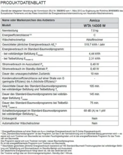 Amica WTA 14305 W, Ablufttrockner, 7 Kg, Weiß -Hoovery Geschaft c98b49e5c1692a98302b45f60a83f4ec