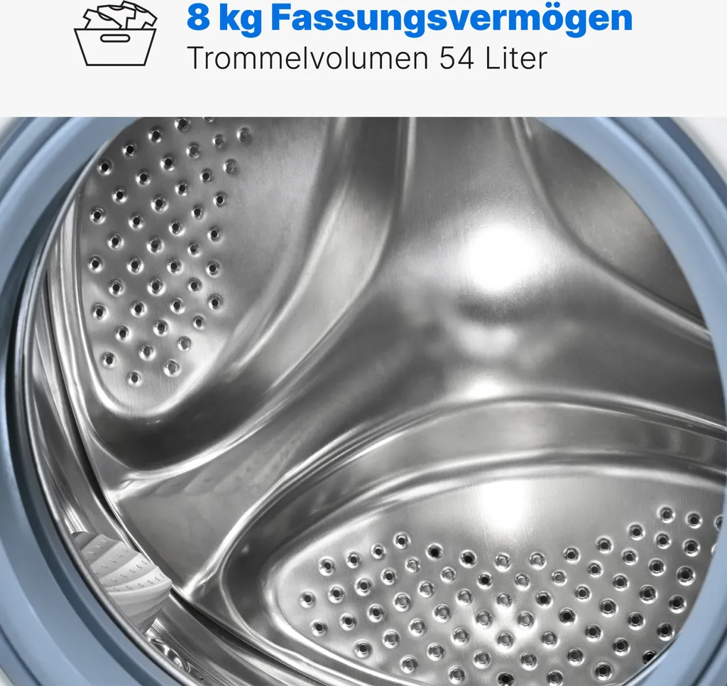 Bomann® Waschmaschine 8kg Mit Max. 1400 U/min - Effizienter, Leiser Und Langlebiger Invertermotor, 15 Waschprogrammen, Und Endzweitvorwahl, Washing Machine Mit Dampffunktion - WA 7185 4 Bomann® Waschmaschine 8kg Mit Max. 1400 U/min - Effizienter, Leiser Und Langlebiger Invertermotor, 15 Waschprogrammen, Und Endzweitvorwahl, Washing Machine Mit Dampffunktion - WA 7185 – Bild 2
