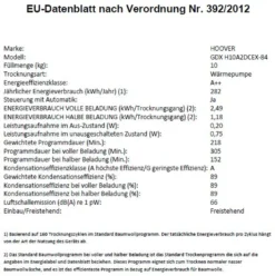 Hoover Wäschetrockner 10kg Wärmepumpentrockner GDX H10A2DCEX-84 NFC -Hoovery Geschaft e540e298551fc12571aae8e4381b7605