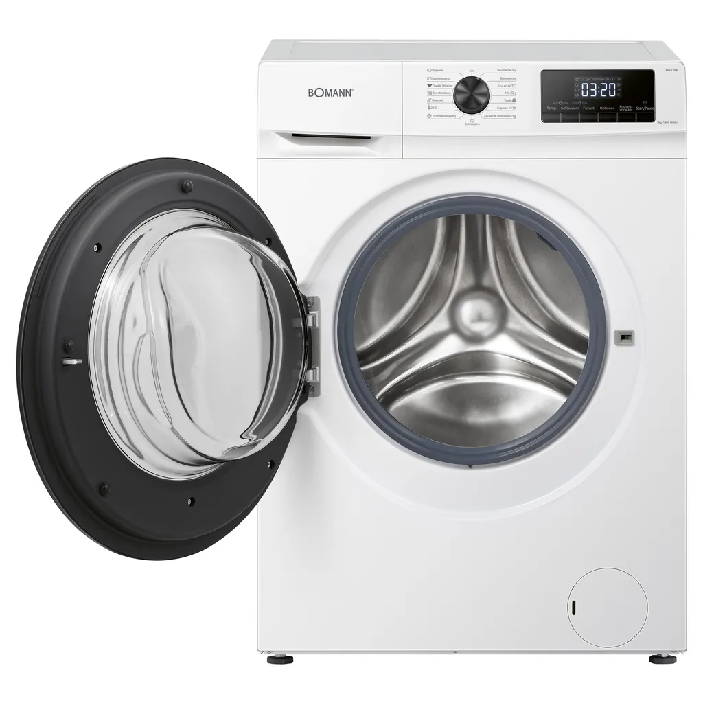 Bomann WA 7194 Waschmaschine, 9kg, Invertermotor, 15 Programme, 1.400 U/min.(max), LED-Display, Kindersicherung, Dampffunktion, Weiß 7 Bomann WA 7194 Waschmaschine, 9kg, Invertermotor, 15 Programme, 1.400 U/min.(max), LED-Display, Kindersicherung, Dampffunktion, Weiß – Bild 5