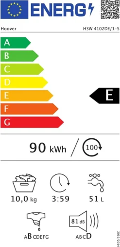 Hoover H-WASH 300 H3W4 4102DE/1-S Waschmaschine / 10 Kg / 1400 U/Min / Smarte Bedienung Mit NFC-Technologie / Symbolblende / Minutengenaue Restlaufzeitanzeige -Hoovery Geschaft efaeceaa4d7ade577b71d84a69430b3c