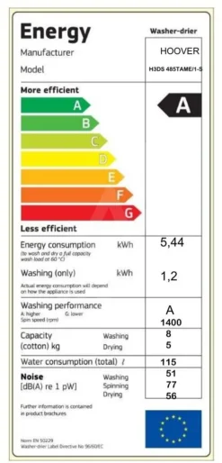 Waschtrockner Hoover H-WASH 300 PLUS H3DS 485TAME/1-S Frontlader NFC-Technologie Power Care System -Hoovery Geschaft f5d849d2f5fda2bb3e380d189fa14d4d